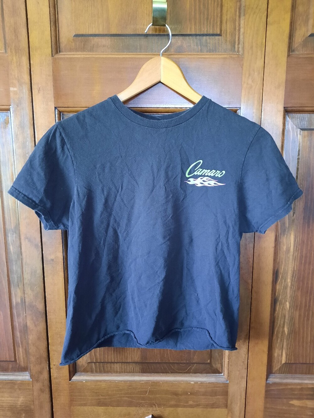 Chemistry Chervolet Camaro Black Double-Sided Graphic Crop T-shirt Size Small